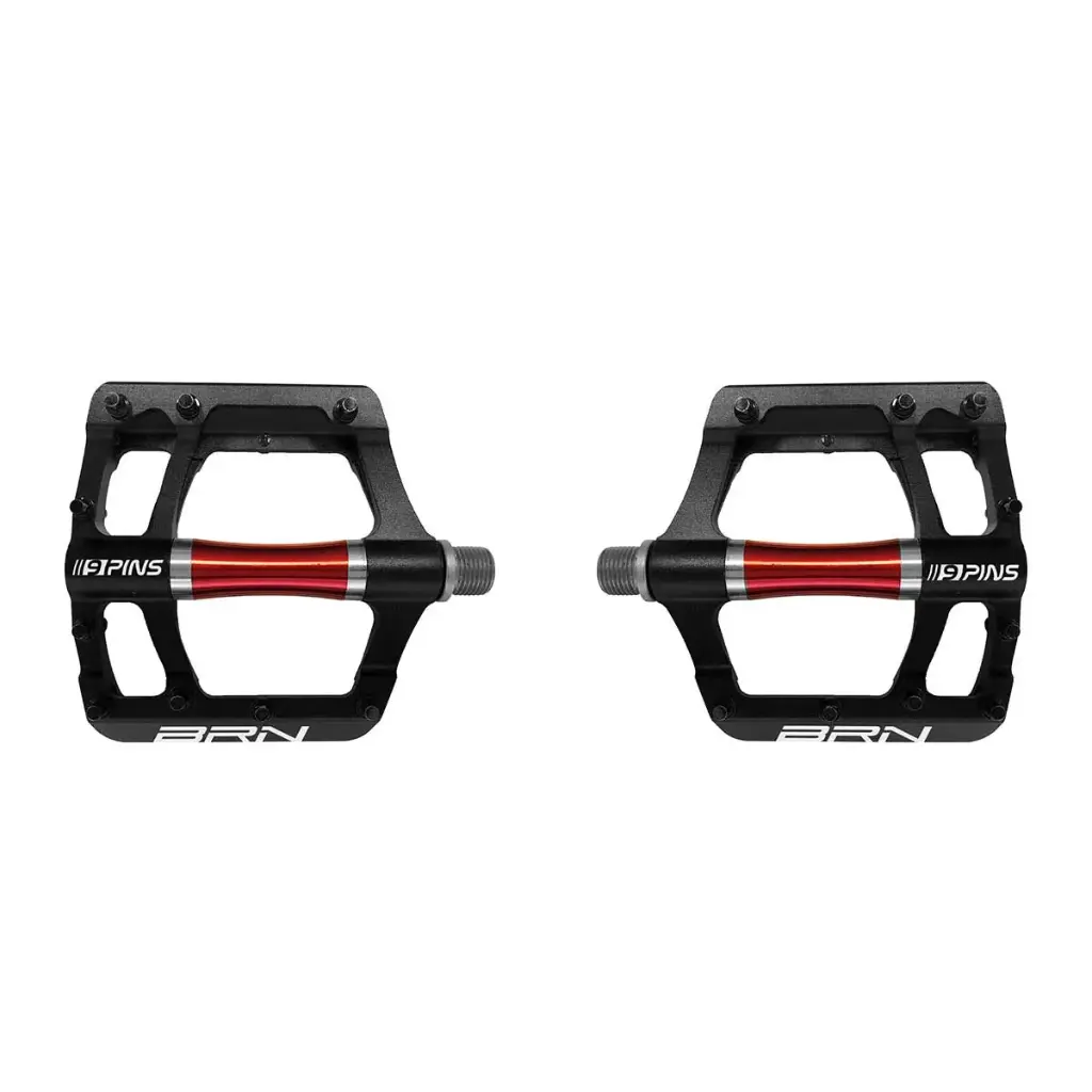 PEDALI BRN FLAT ALLOY 9 PINS (Nero+Rosso)